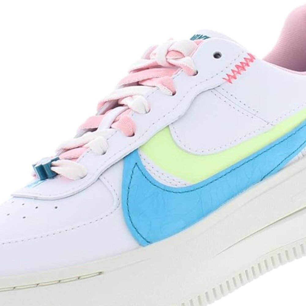 Women's Nike Air Force 1 AF1 Platform White/Blue /Pink Sneakers Size 6 EUC